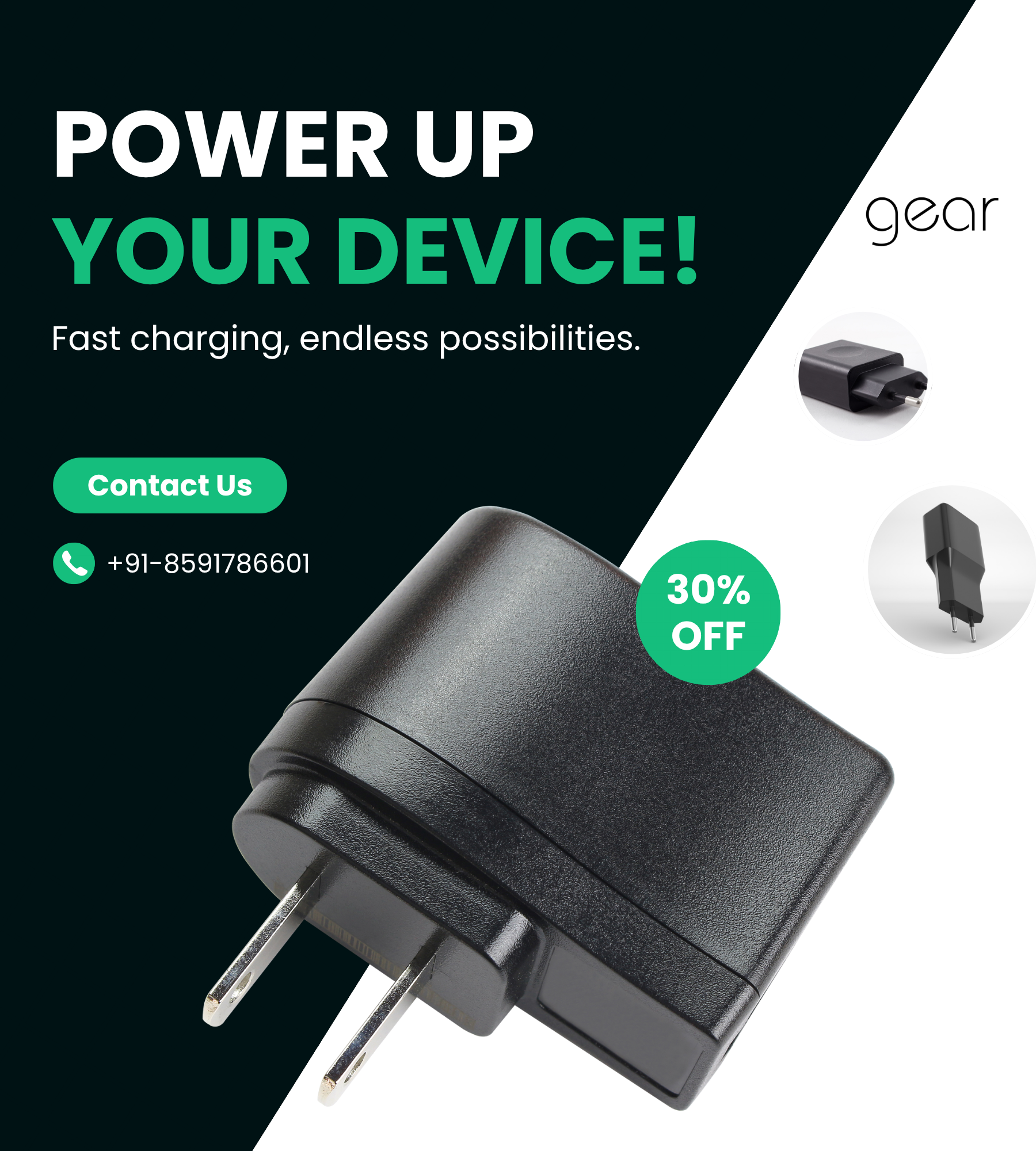 Black Green Modern Charger Promotion Twitter Post (1)