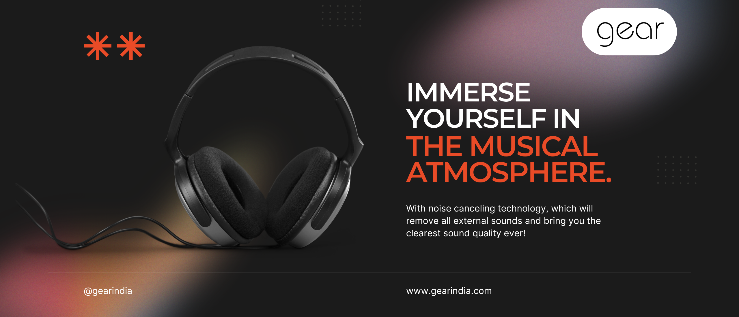 Orange Black Modern Headphone Ads Medium Banner (1)