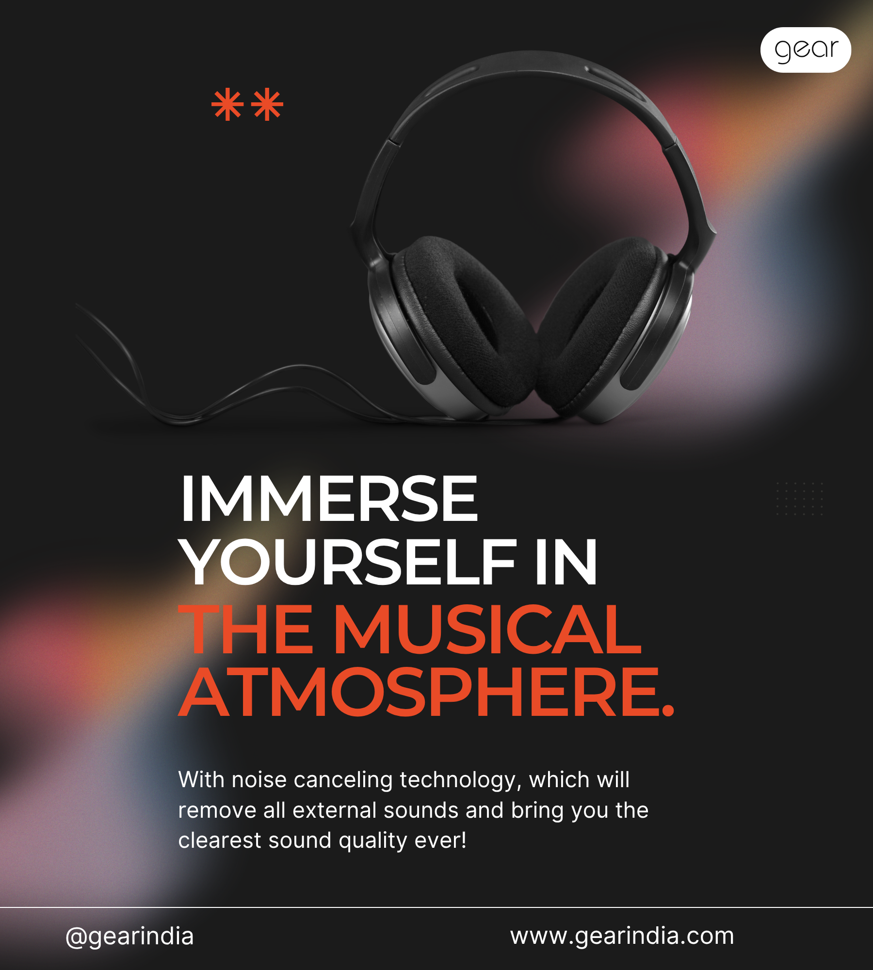 Orange Black Modern Headphone Ads Medium Banner (3)
